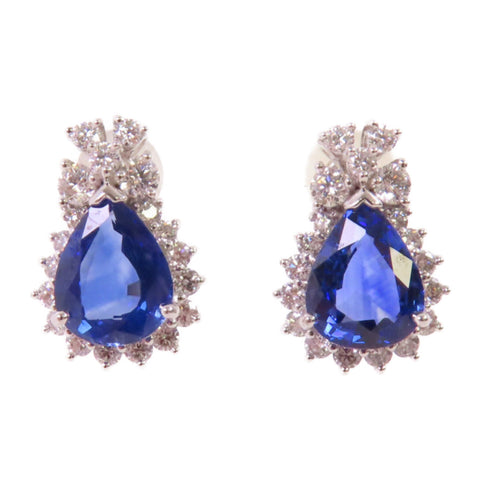 FINE JEWELRY 3.844ct Sapphire 0.92ct Diamond Earrings 18K White Gold