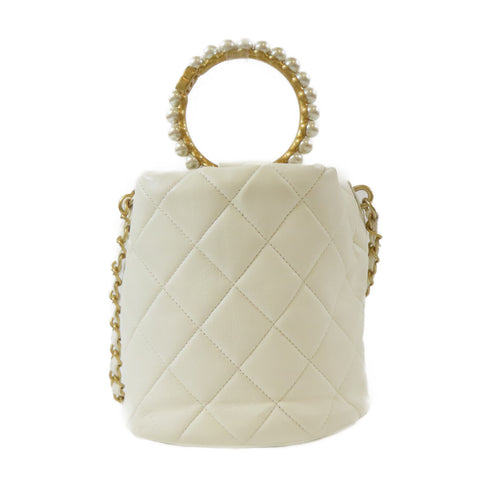 CHANEL Quilted CC GHW 2 Way Chain Shoulder Bag Handbag Calfskin Leather White