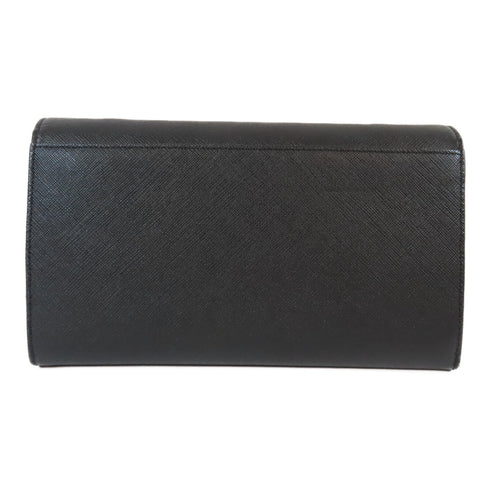 Agnes b. SHW Chain Shoulder Bag Calfskin Leather Black