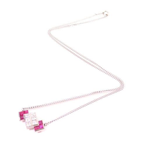 Jewelry 0.87ct Ruby 0.67 Diamond Necklace PT850 Platinum