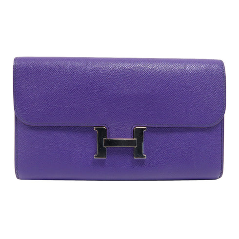 HERMES PHW Constance Long Wallet Epsom Leather Ultraviolet