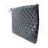 CHANEL Quilted CC SHW Pouch Patent Leather Black