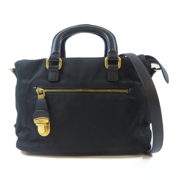 PRADA GHW 2 Way Shoulder Handbag Nylon Black