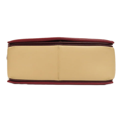 CELINE GHW Frame Shoulder Bag 180263 Calfskin Leather Red/Beige