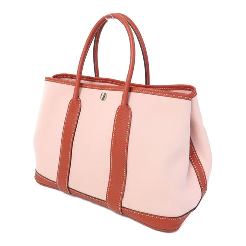 HERMES PHW Garden Party TPM Handbag/Tote Bag Canvas Pink/Red