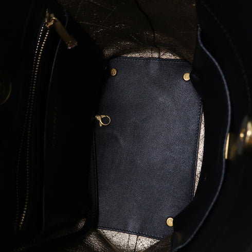 CHANEL Quilted CC GHW Chain Shoulder Bucket Bag Calfskin Leather Black