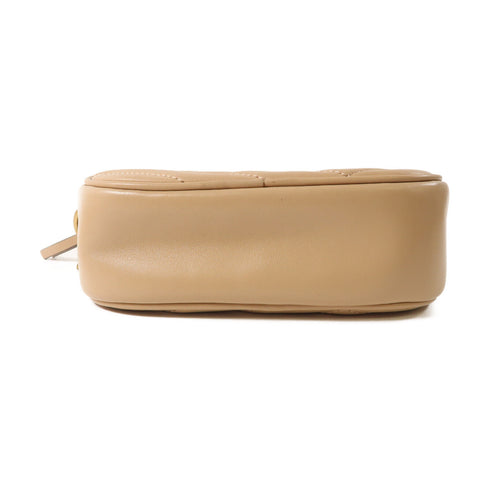 TORY BURCH GHW Kira Chevron Camera Shoulder Bag 152353 Calfskin Leather Beige