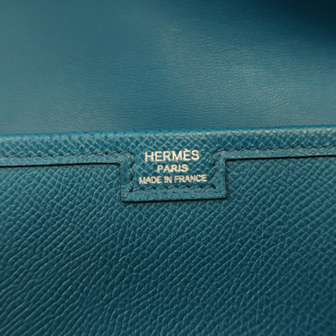 HERMES Jige Pouch Epsom Leather Bleu Izmir