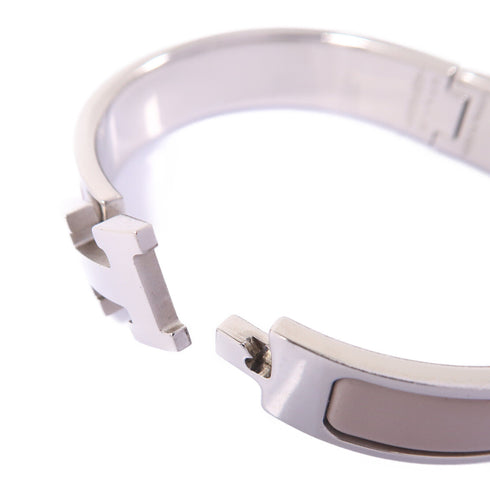 HERMES Clic H Bangle Bracelet Accessories Enamel Metal Beige
