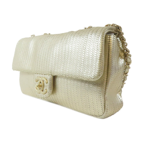 CHANEL CC GHW Chain Shoulder Handbag Lambskin Leather Gold
