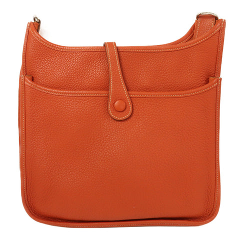 HERMES PHW Evelyne PM Shoulder Bag Clemence Leather Sanguine