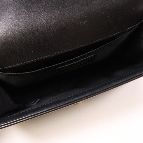 CHANEL CC GHW Boy 25cm Chain Shoulder Bag Lambskin Leather