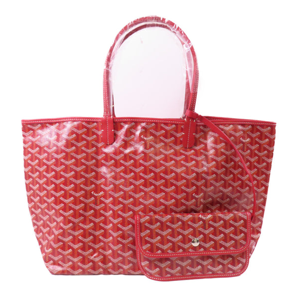 GOYARD Saint Louis PM Shoulder Tote Bag Handbag Coated Canvas Red