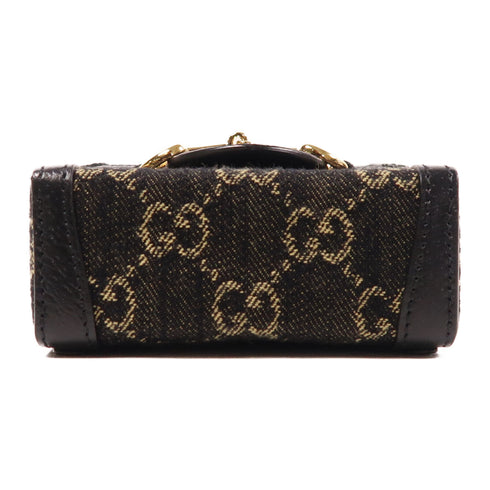 GUCCI GG GHW Horsebit 1955 Mini Shoulder Bag 625615 Canvas Navy