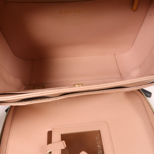 CHANEL CC GHW Filigree Vanity Case 2 Way Bag A93344 Calfskin Leather