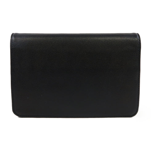 CHANEL Quilted CC SHW Wallet On Chain Shoulder Bag Calfskin Leather Black