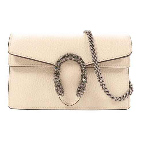 GUCCI GG SHW Dionysus Super Mini Shoulder Bag 476432 Calfskin Leather White