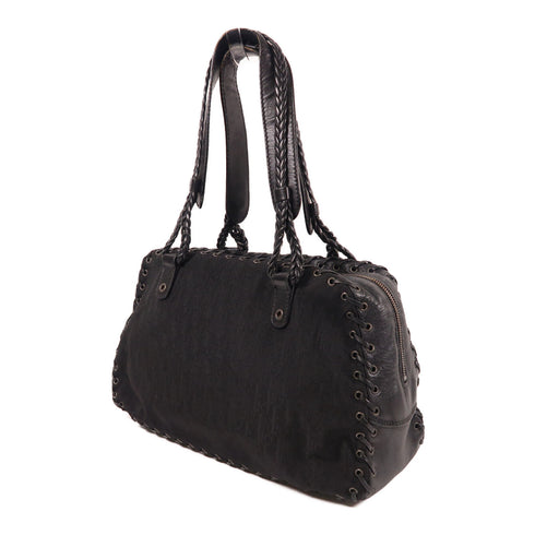 Christian Dior CD Shoulder Bag Canvas/Calfskin Leather Black