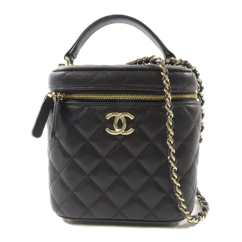 CHANEL CC GHW Vanity Bag Chain Shoulder Bag Calfskin Leather