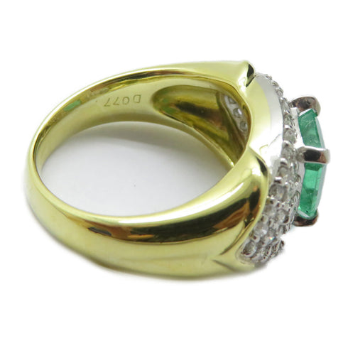 FINE JEWELRY 1.88ct Emerald 0.77ct Diamond Ring PT900 Platinum 18K Gold US#5.75