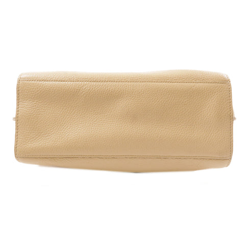 COACH GHW Shoulder Bag Calfskin Leather Beige