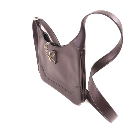 HERMES PHW Trim 24 Shoulder Bag Evergrain Leather Noir Black