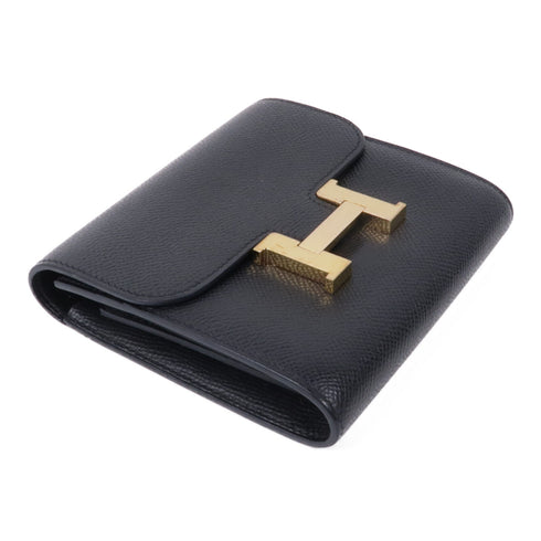 HERMES GHW Constance Wallet Veau Epsom Leather Noir