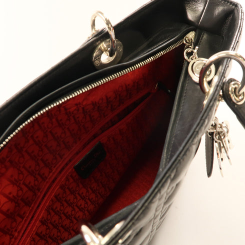 Dior SHW Vintage Lady Dior Handbag Calfskin Leather Black