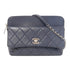 CHANEL Quilted CC SHW Chain Shoulder Bag Calfskin Leather Blue v2