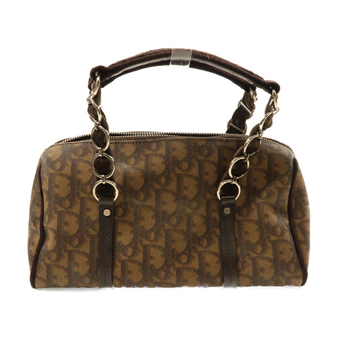 Christian Dior CD SHW Trotter Romantique Hand Bag PVC Coated Canvas Brown