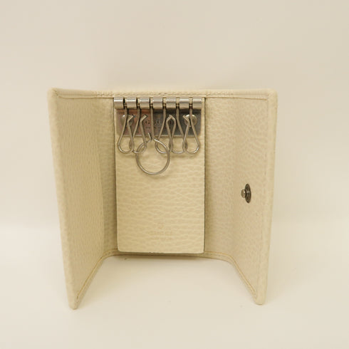 GUCCI GG Marmont Key Holder Case 456118 Calfskin Leather White