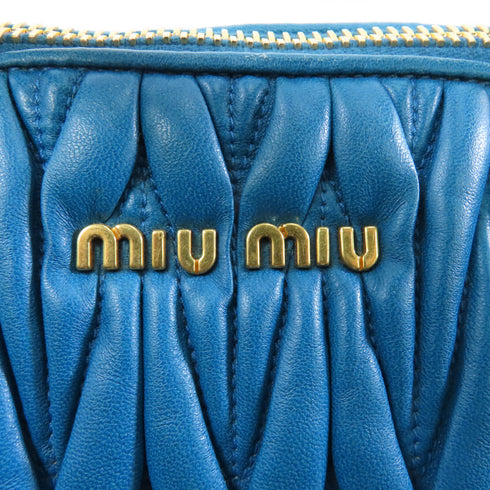 Miu Miu GHW 2way Shoulder Bag RN1016 Lambskin Leather Blue