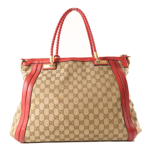 GUCCI GG GHW Shoulder Handbag 269946 Canvas Red Brown