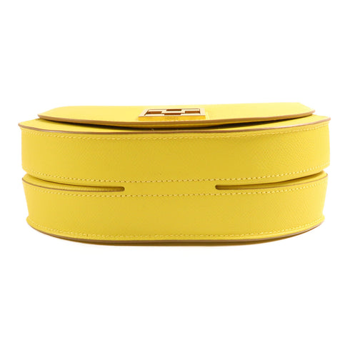 HERMES GHW Mosaique Shoulder Bag Veau Epsom Leather Lime Yellow