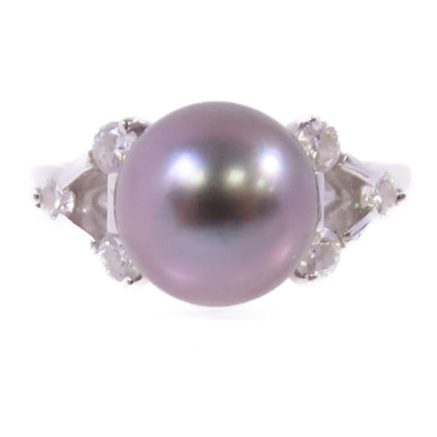 FINE JEWELRY Pearl 0.31ct Diamond Ring US#5 18K White Gold