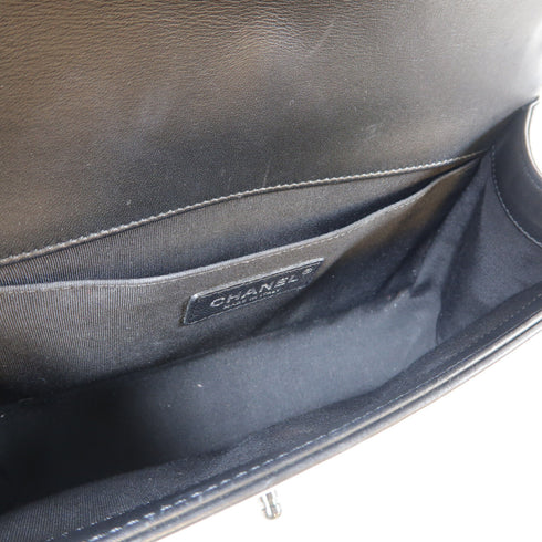 CHANEL Herringbone CC Boy Chanel Chain Shoulder Bag Calfskin Green Purple Black