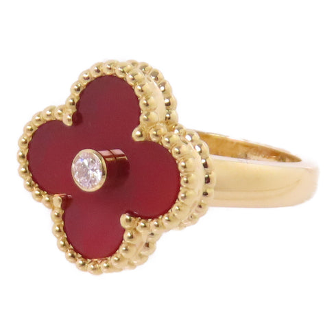 Van Cleef & Arpels Vintage Alhambra Ring#50 US#4.5 JA981772 18K YG Carnelian