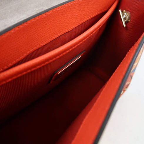 Furla GHW Shoulder Bag Calfskin Leather Red