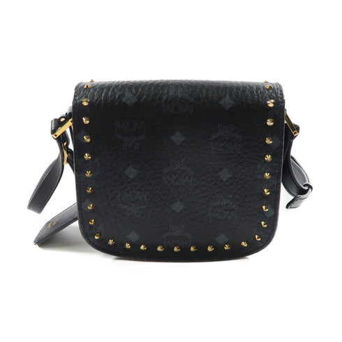 MCM GHW Patricia Visetos Studden Bag Shoulder Calfskin Leather MWS7APA34 Black