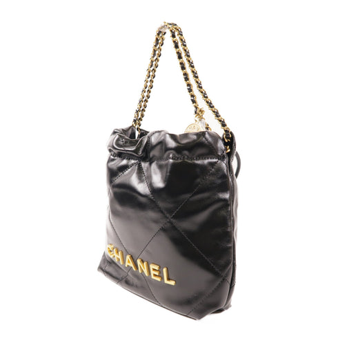 CHANEL CC Chanel 22 Mini AS3980 Chain Shoulder Bag Lambskin Leather Black