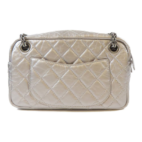 CHANEL Quilted CC 2.55 Chain Shoulder Handbag 65169 Calfskin Leather Silver