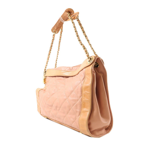 CHANEL Quilted CC GHW Shoulder Bag Calfskin Leather Pink