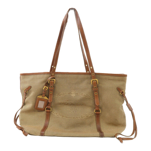 PRADA GHW Tote Bag Handbag BR4252 Canvas Brown