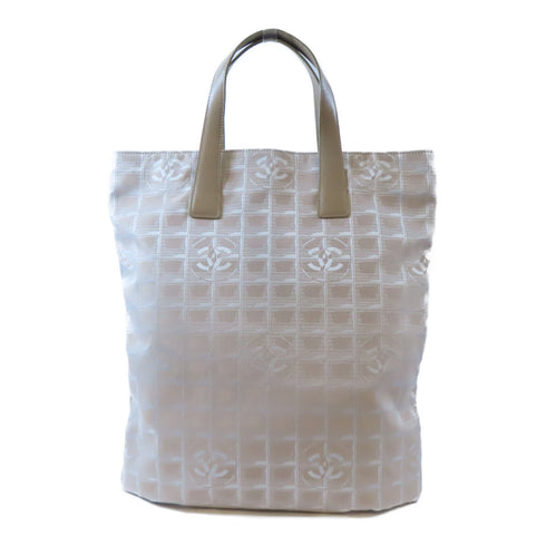 CHANEL CC SHW New Travel Line Tote Bag Shoulder Handbag Nylon Beige