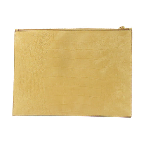 SAINT LAURENT YSL GHW Clutch Bag Suede Light Brown