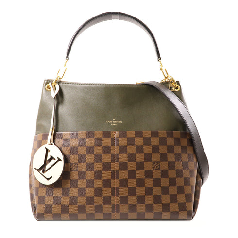 LOUIS VUITTON LV GHW Maida 2 Way Shoulder Handbag Damier/Leather Brown/Green