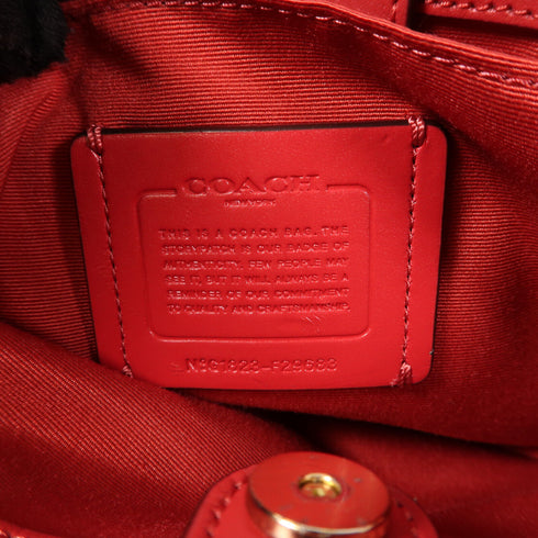 COACH GHW Handbag G1823 PVC Coated Canvas Brown/Red