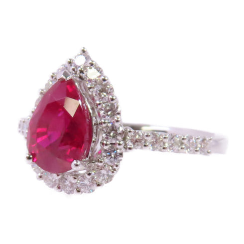 Jewelry 1.77ct Ruby 0.53ct Diamond Ring US#5.75 18K White Gold