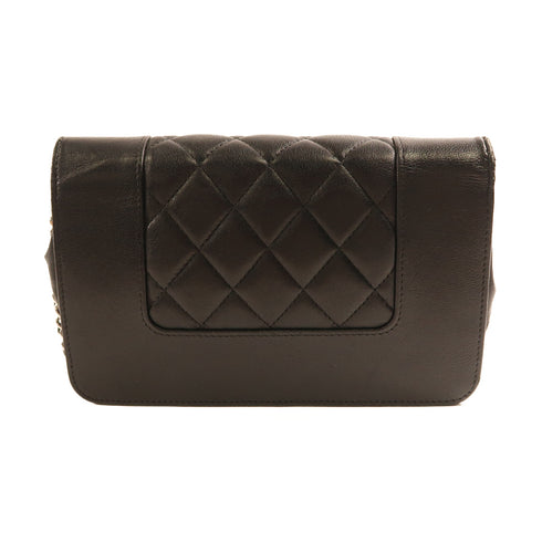 CHANEL CC SHW Wallet On Chain Shoulder Bag Lambskin Leather Black