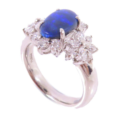 FINE JEWELRY 1.10ct Black Opal 0.85ct Diamond Ring 5.75 Ring PT900 Platinum